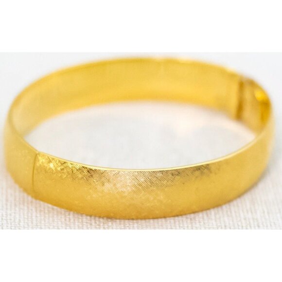 6 inch, Vintage Gold Tone Minimalist Band Elegant Hinge Bangle - Q1 - Picture 2 of 3